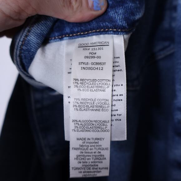 GOOD AMERICAN Good Classic Boot Jean Indigo412 High Rise Distressed Women's 6/28 - Picture 16 of 16